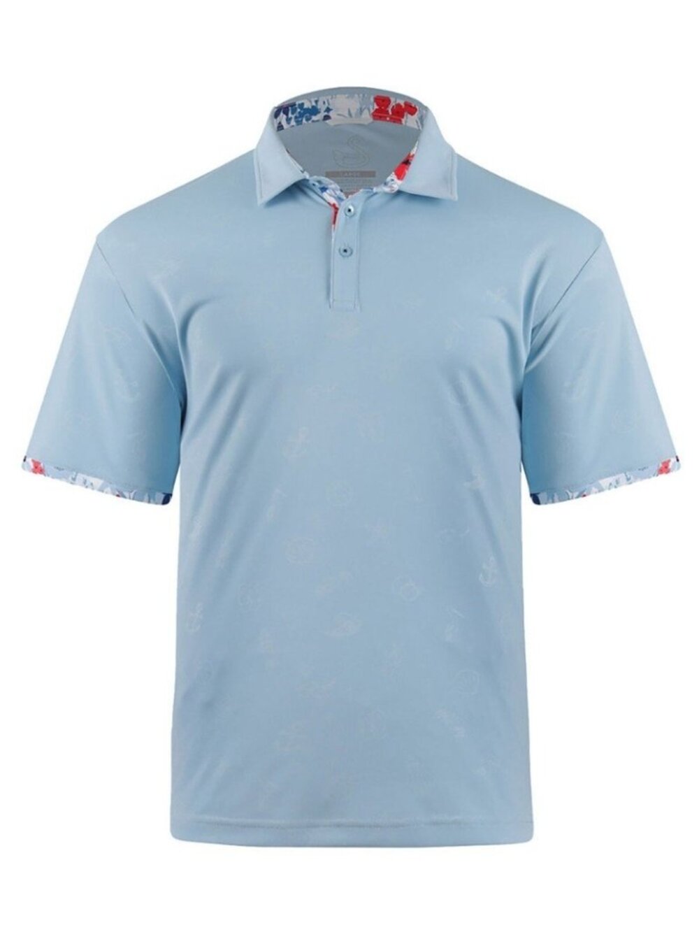 NEW Swannies Men's XL Malachi Golf Polo Shirt Light Blue Haze Floral Trim